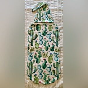 Unisex Newborn Cactus Print Hat and Swaddle Set